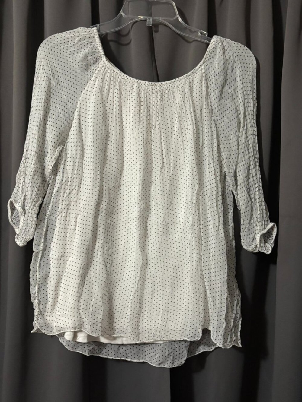 Viola Borghi Italy White Black Polka Dot 100% Silk Lined Blouse Top S